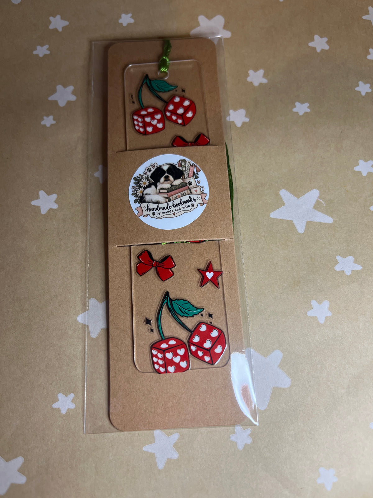 Cherry dice bookmark